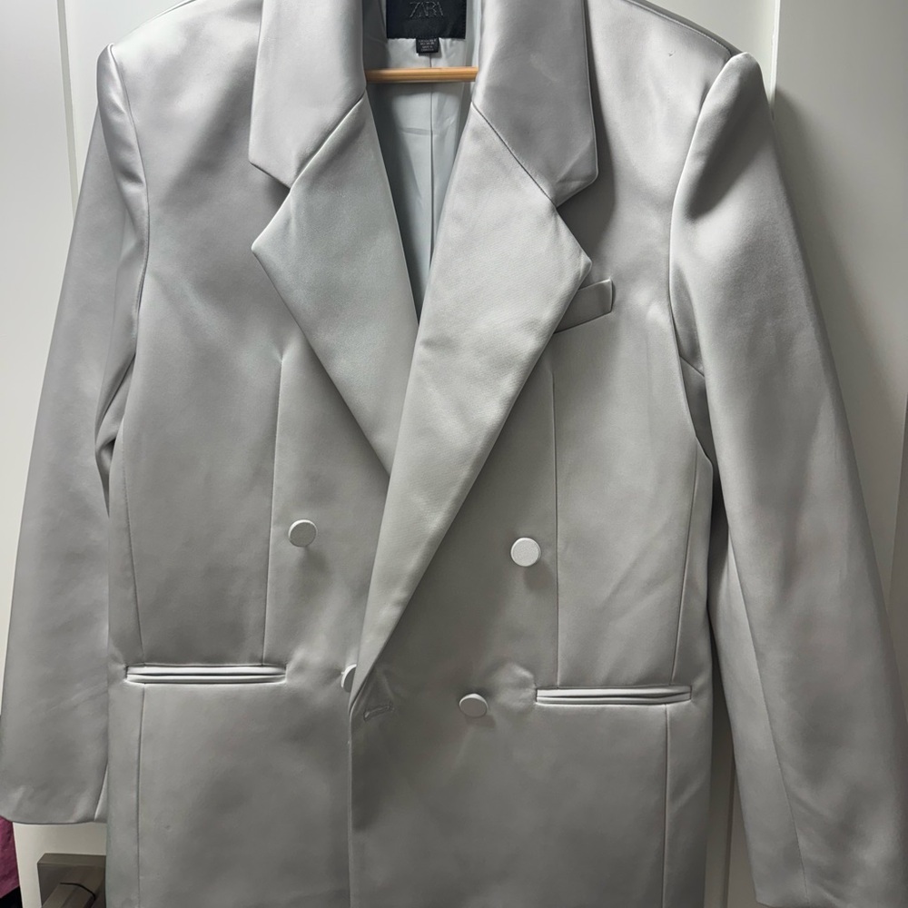 Zara Women's Double-Breasted Gray Blazer